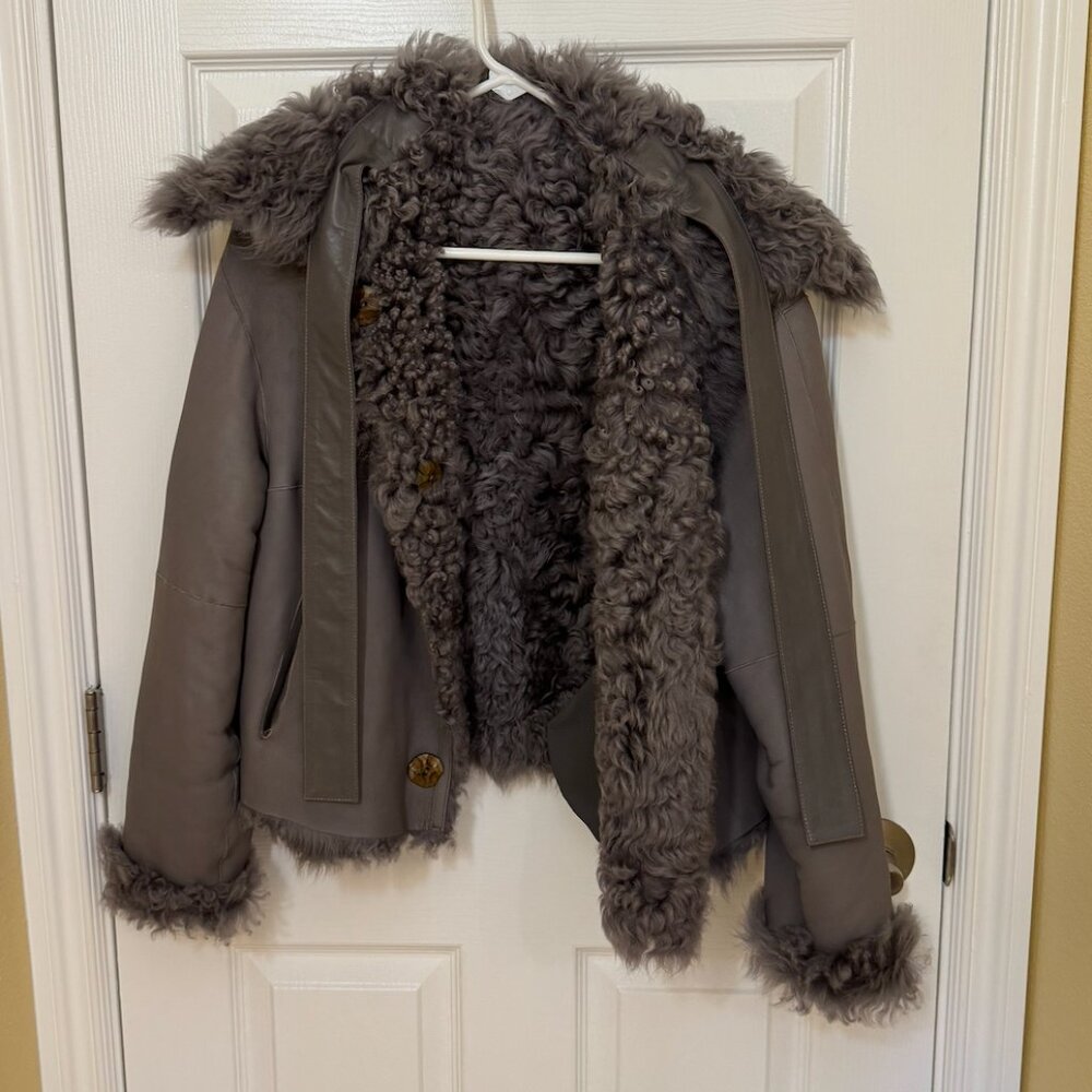 Ulla Johnson Eugenia Reversible Shearling/Leather Jacket - Picture 6 of 9